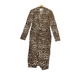 Joseph Ribkoff Animal Print Midi Dress Sz 12 Leopard Stretch Mob Wife Indie